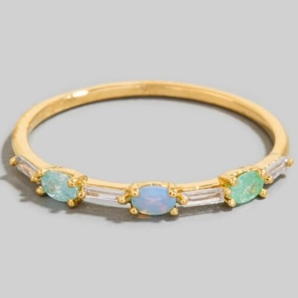 GOLD DIPPED MULTI COLOR STONE RING - Picture 1 of 1